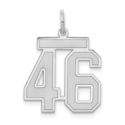 14k White Goldw Medium Satin Number 46 Charm