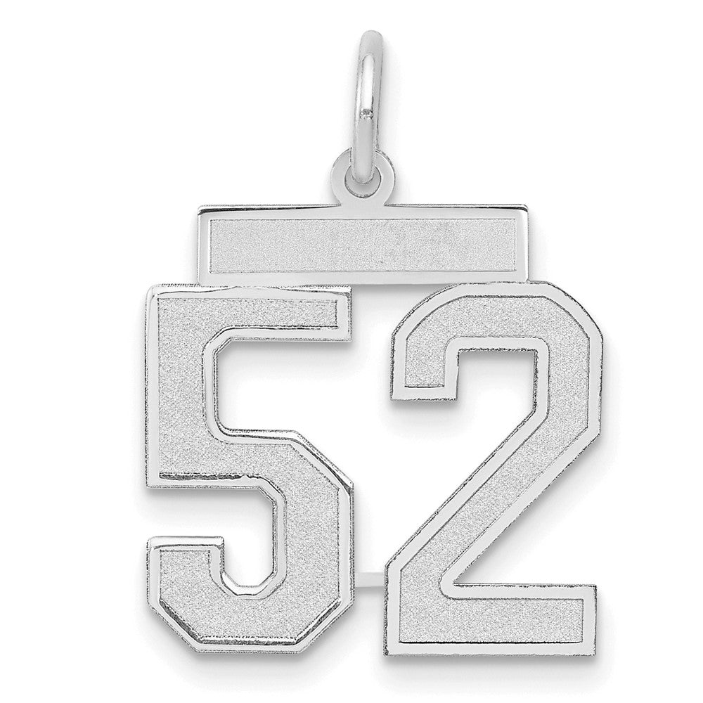 14k White Goldw Medium Satin Number 52 Charm