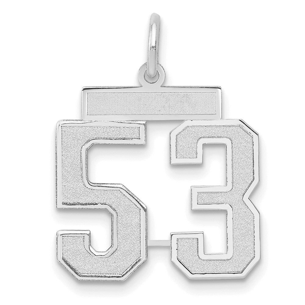 14k White Goldw Medium Satin Number 53 Charm