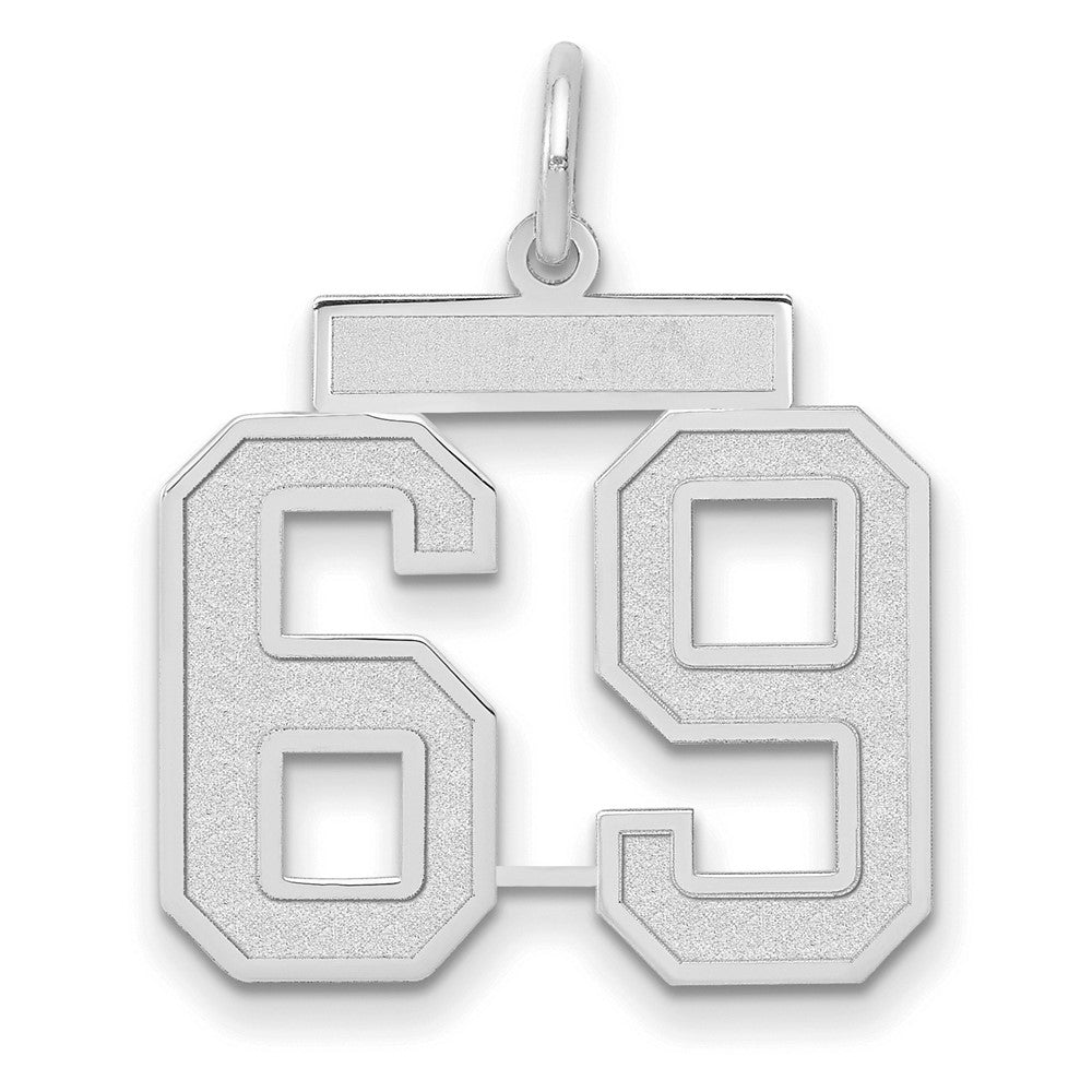 14k White Goldw Medium Satin Number 69 Charm