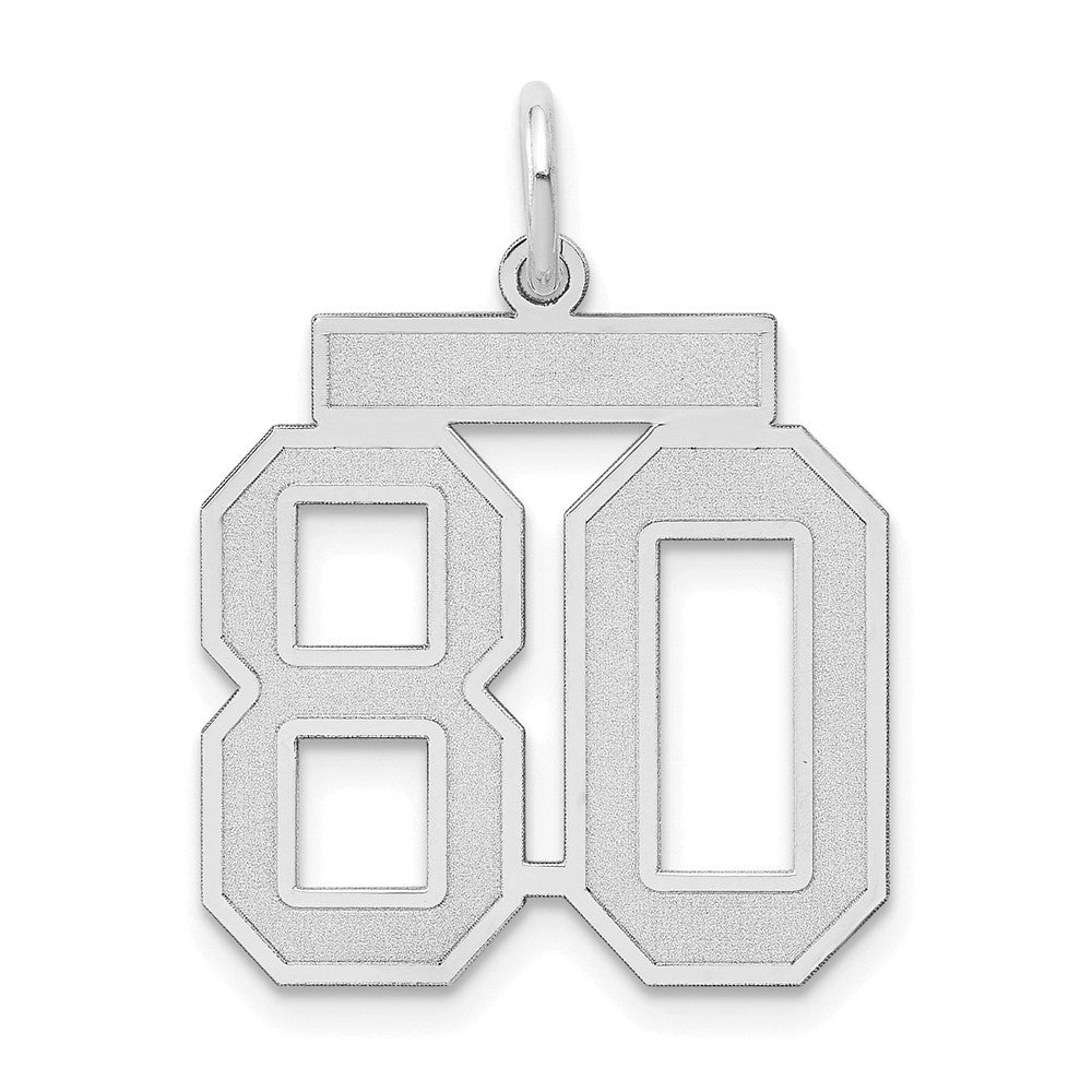 14k White Goldw Medium Satin Number 80 Charm