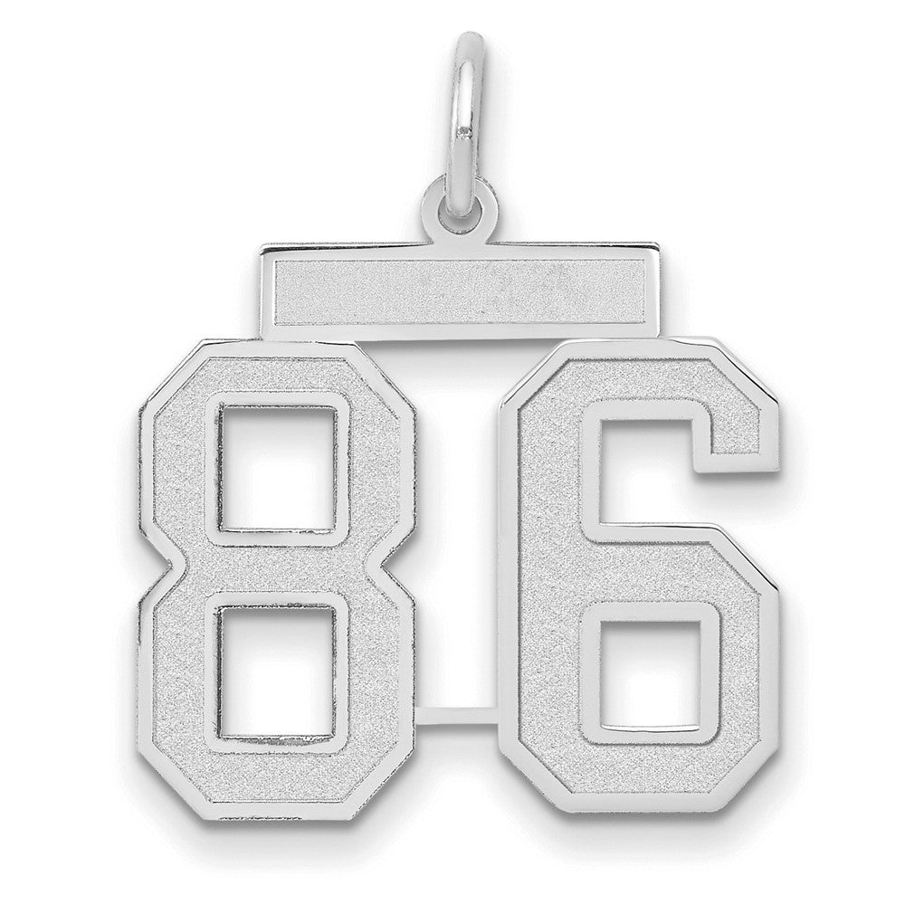 14k White Goldw Medium Satin Number 86 Charm