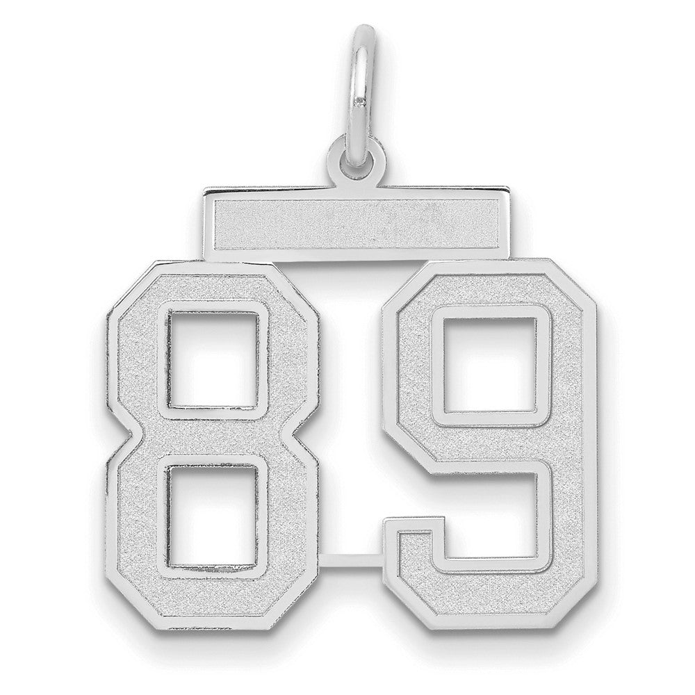 14k White Goldw Medium Satin Number 89 Charm