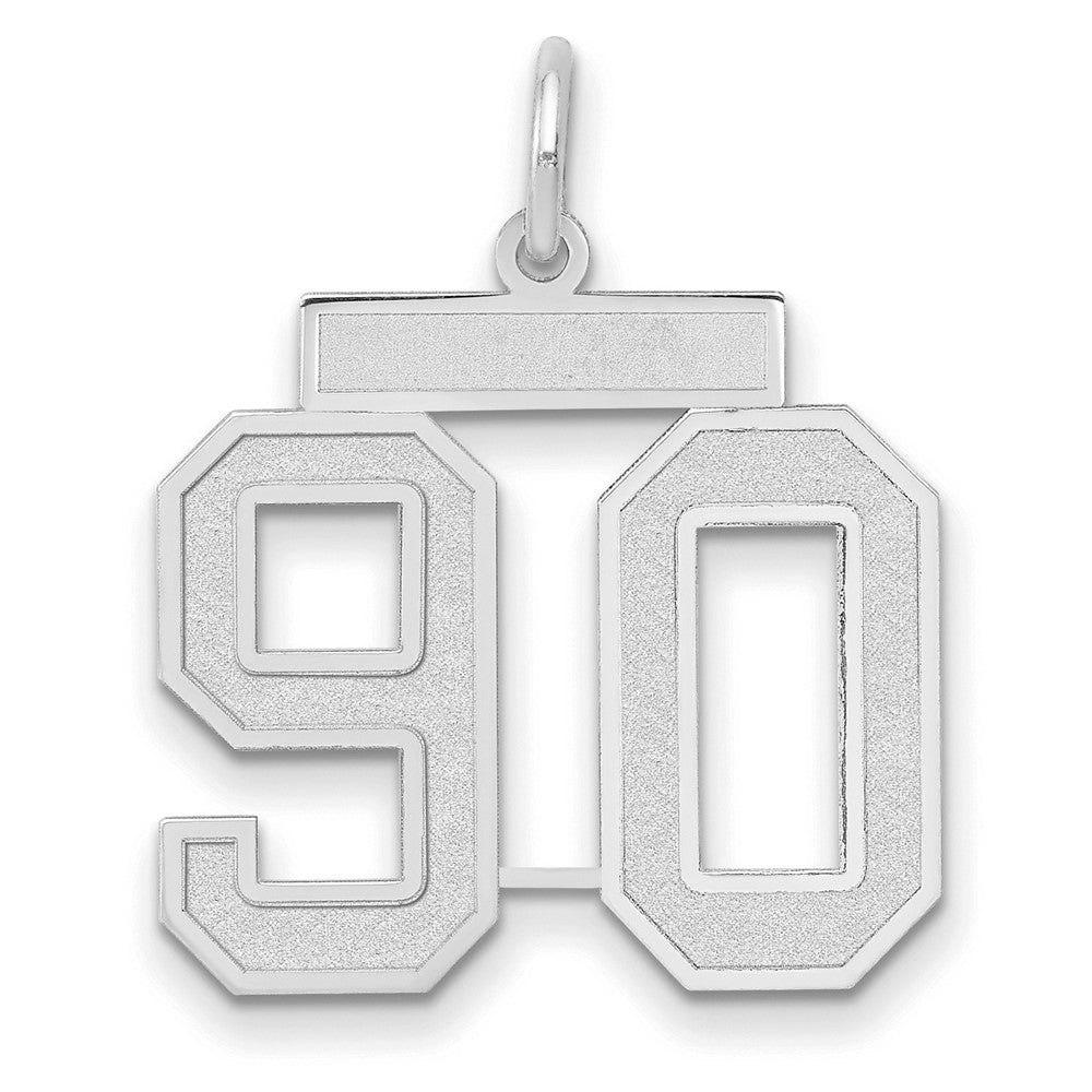 14k White Goldw Medium Satin Number 90 Charm