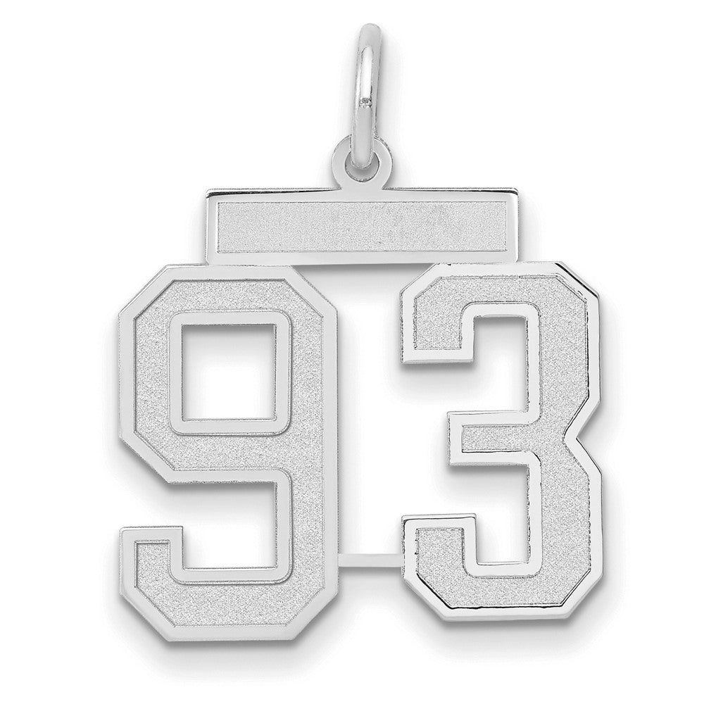 14k White Goldw Medium Satin Number 93 Charm