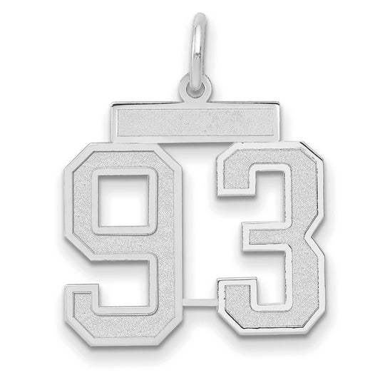 14k White Goldw Medium Satin Number 93 Charm