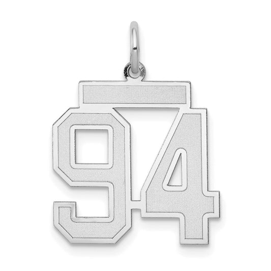 14k White Goldw Medium Satin Number 94 Charm