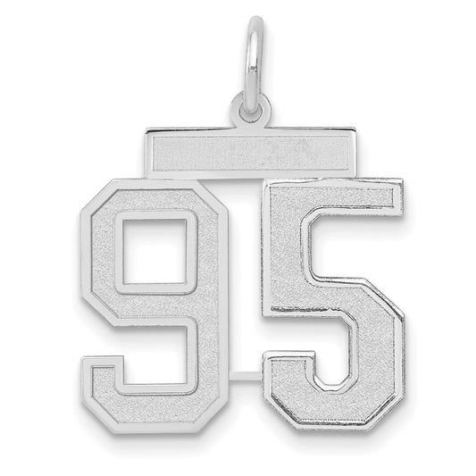 14k White Goldw Medium Satin Number 95 Charm