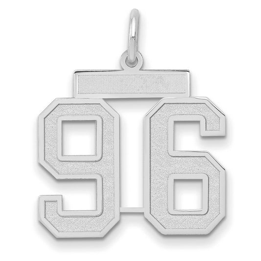 14k White Goldw Medium Satin Number 96 Charm