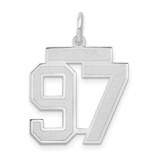 14k White Goldw Medium Satin Number 97 Charm