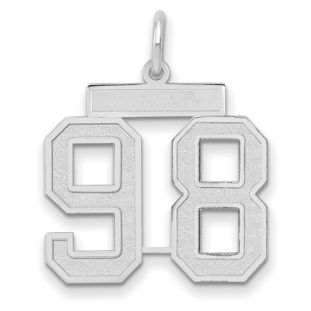 14k White Goldw Medium Satin Number 98 Charm