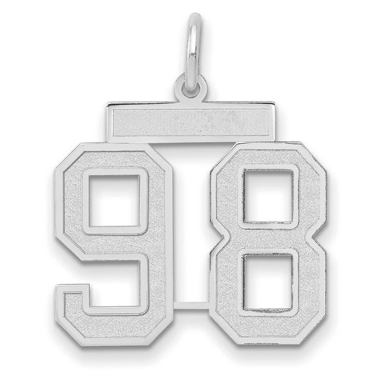 14k White Goldw Medium Satin Number 98 Charm