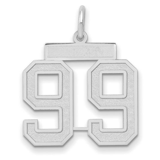 14k White Goldw Medium Satin Number 99 Charm