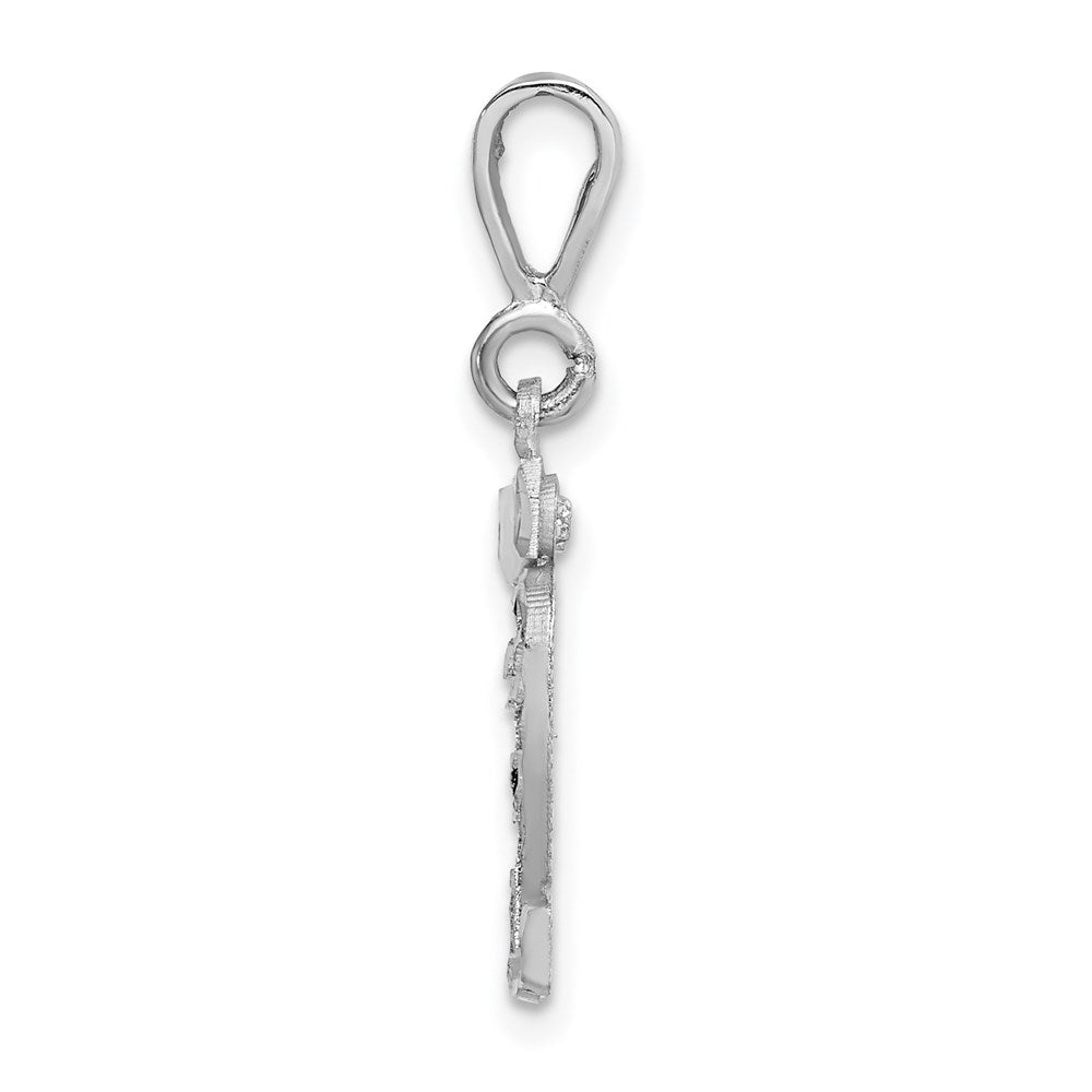 14k White Goldw Small Brushed Diamond-cut Number 32 Charm