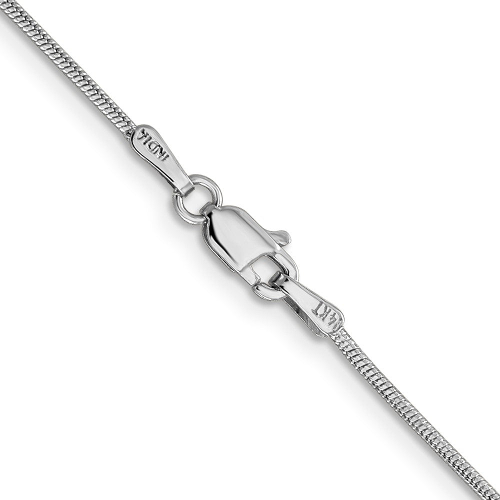 14K White Gold 16 inch 1.1mm Round Snake with Lobster Clasp Chain Necklace