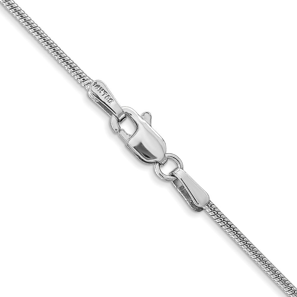 14K White Gold 16 inch 1.4mm Round Snake Lobster Clasp Chain Necklace