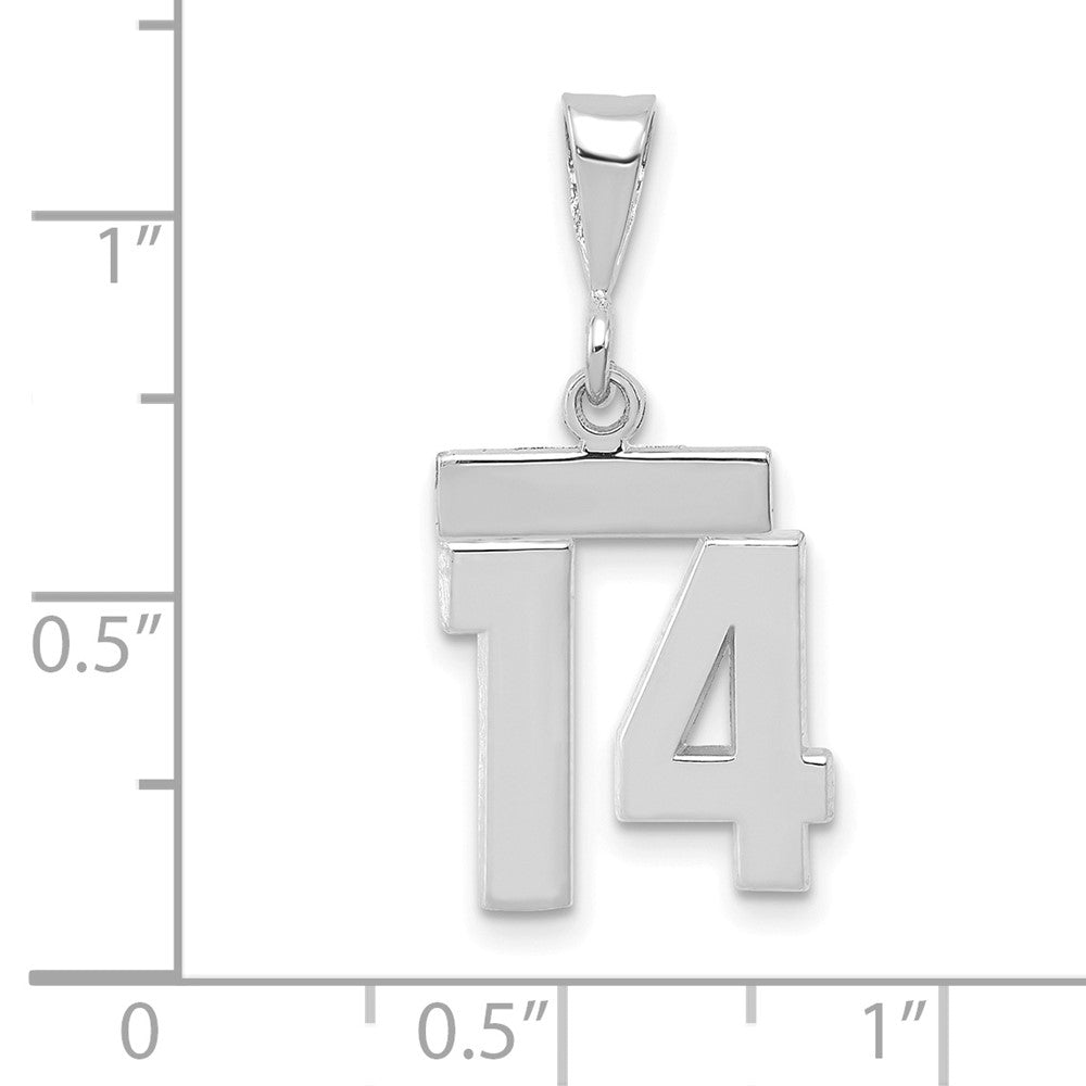 14k White Goldw Small Polished Number 14 Charm