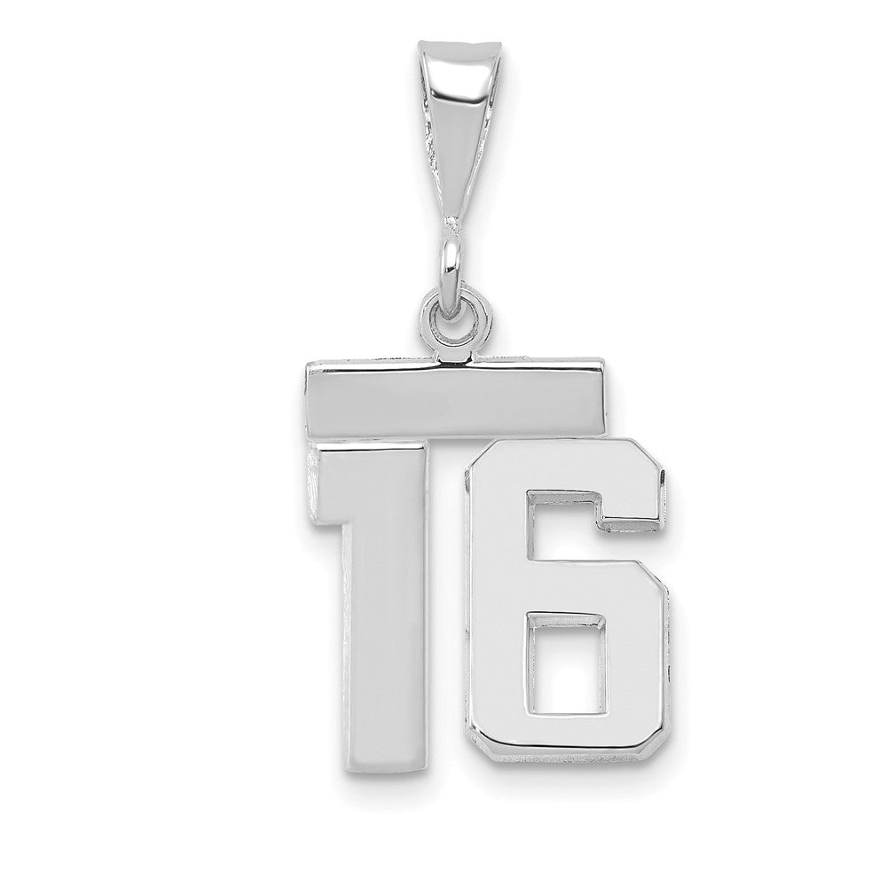 14k White Goldw Small Polished Number 16 Charm