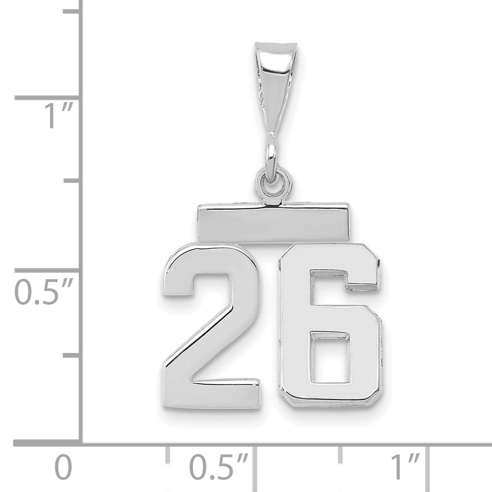 14k White Goldw Small Polished Number 26 Charm