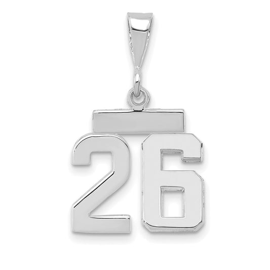 14k White Goldw Small Polished Number 26 Charm