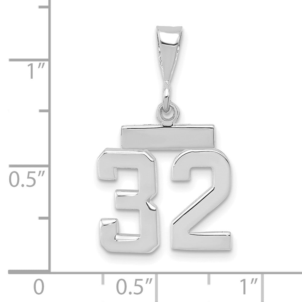 14k White Goldw Small Polished Number 32 Charm