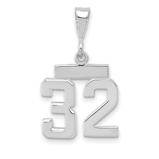 14k White Goldw Small Polished Number 32 Charm