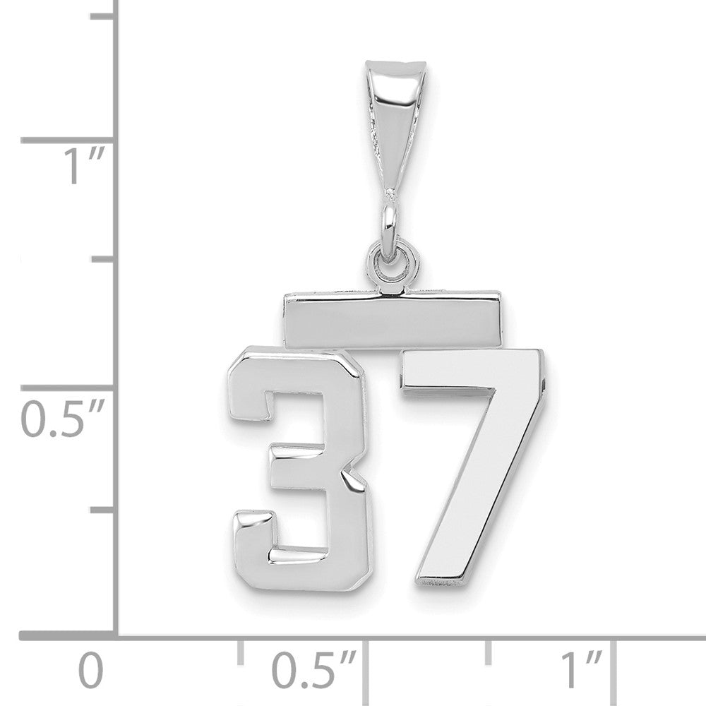 14k White Goldw Small Polished Number 37 Charm