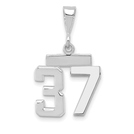 14k White Goldw Small Polished Number 37 Charm