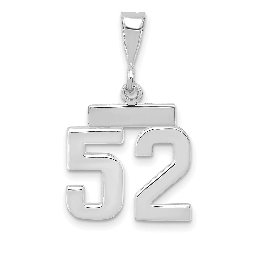 14k White Goldw Small Polished Number 52 Charm