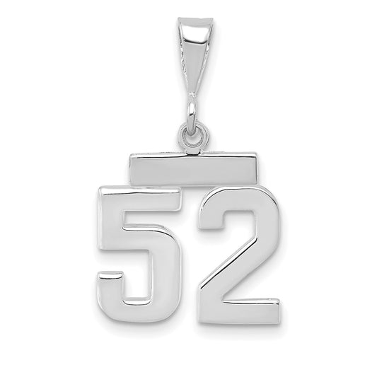 14k White Goldw Small Polished Number 52 Charm