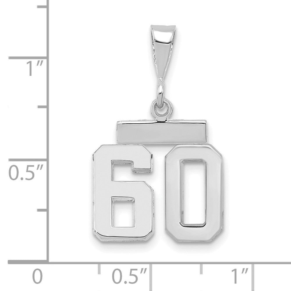 14k White Goldw Small Polished Number 60 Charm