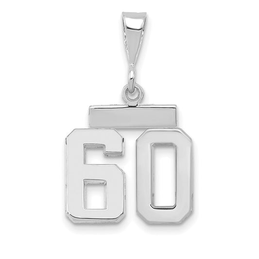 14k White Goldw Small Polished Number 60 Charm