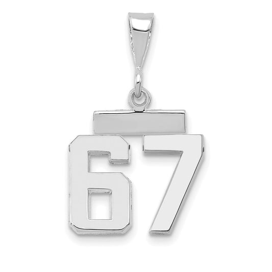 14k White Goldw Small Polished Number 67 Charm