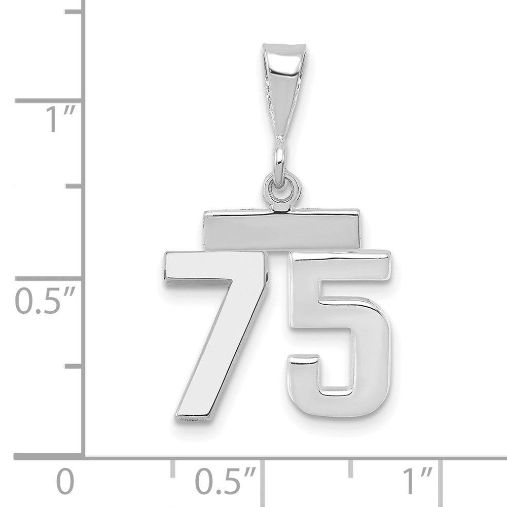 14k White Goldw Small Polished Number 75 Charm