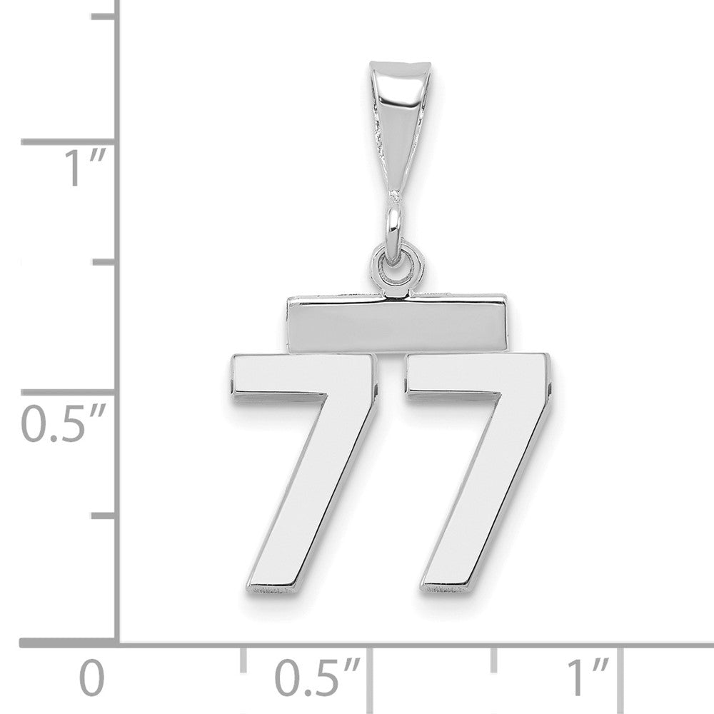 14k White Goldw Small Polished Number 77 Charm