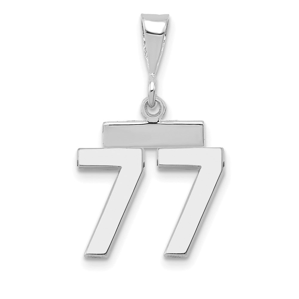 14k White Goldw Small Polished Number 77 Charm