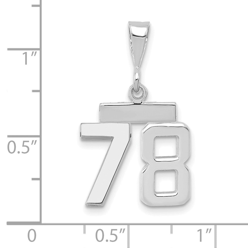 14k White Goldw Small Polished Number 78 Charm