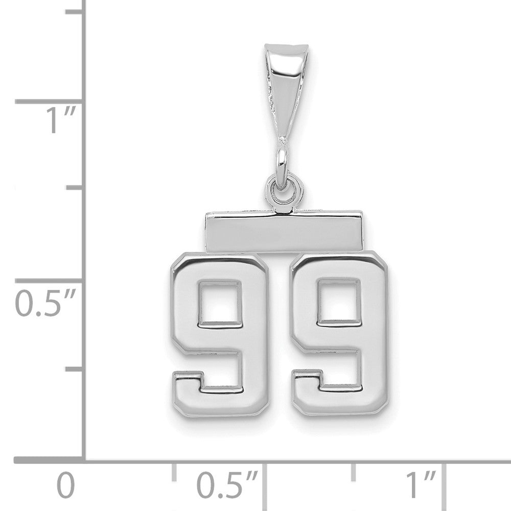 14k White Goldw Small Polished Number 99 Charm