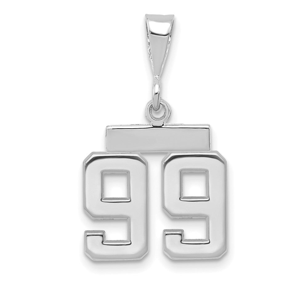 14k White Goldw Small Polished Number 99 Charm