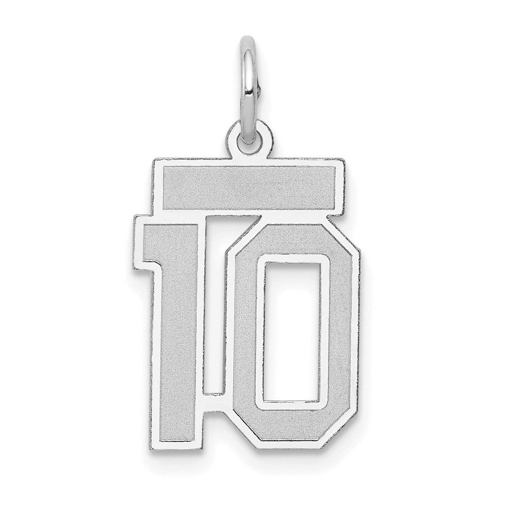 14k White Goldw Small Satin Number 10 Charm