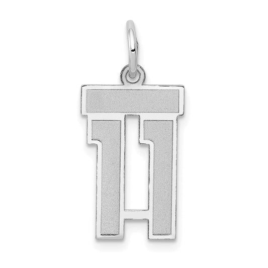 14k White Goldw Small Satin Number 11 Charm