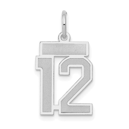 14k White Goldw Small Satin Number 12 Charm