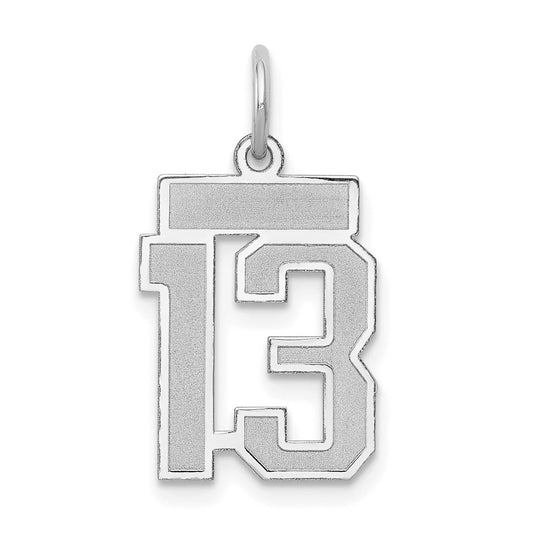 14k White Goldw Small Satin Number 13 Charm