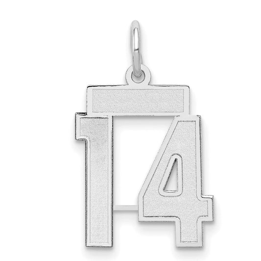 14k White Goldw Small Satin Number 14 Charm