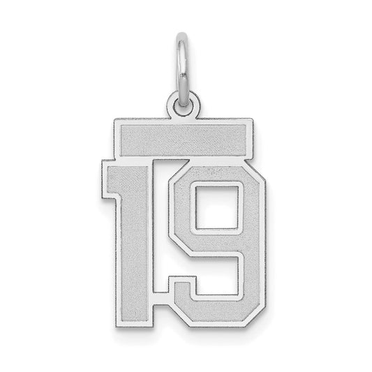 14k White Goldw Small Satin Number 19 Charm