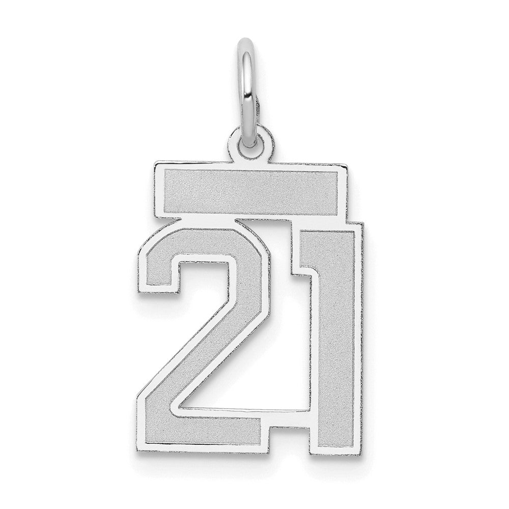 14k White Goldw Small Satin Number 21 Charm