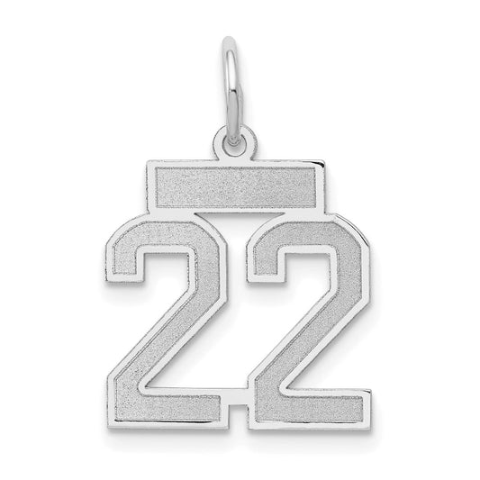 14k White Goldw Small Satin Number 22 Charm