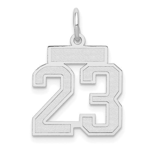 14k White Goldw Small Satin Number 23 Charm