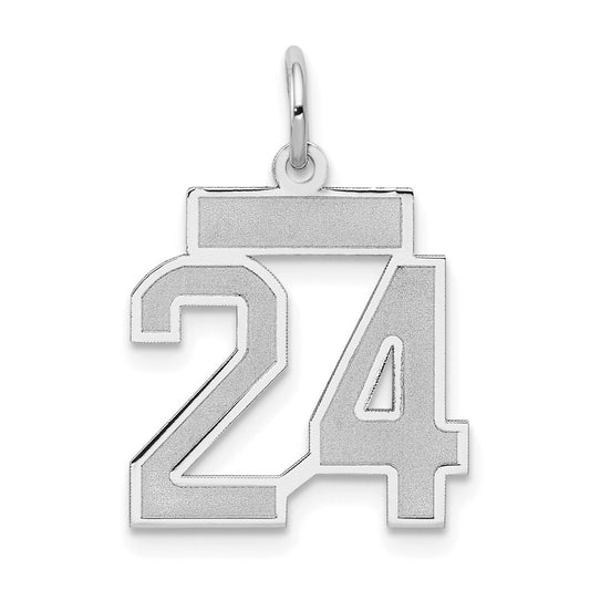 14k White Goldw Small Satin Number 24 Charm