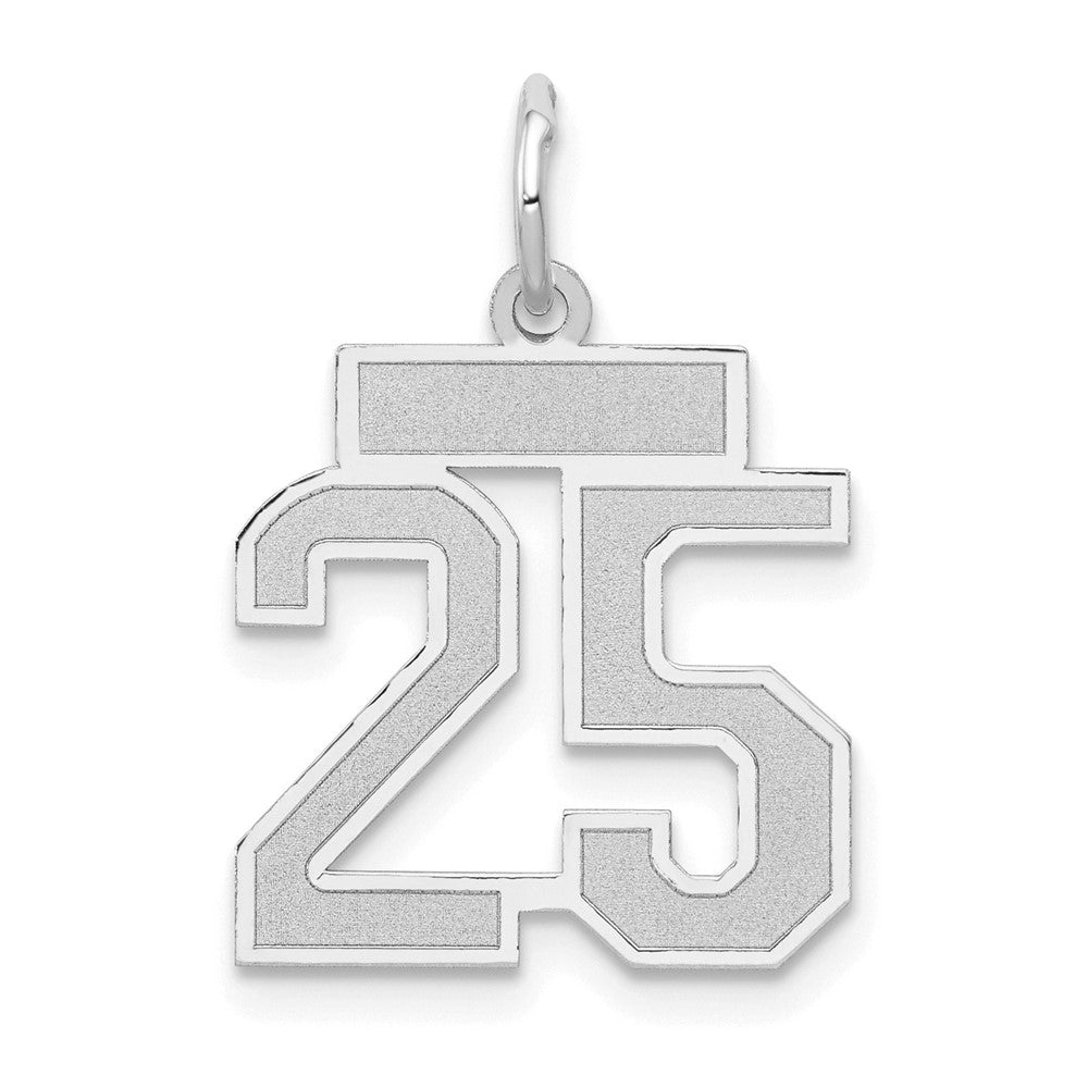 14k White Goldw Small Satin Number 25 Charm